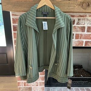 NYCC New York Clothing Co Jacket Women's 3X Green Striped Open Front Blazer
